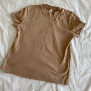 Los Angeles Apparel / mockneck baby tee / tan / M *Fits small!* preowned